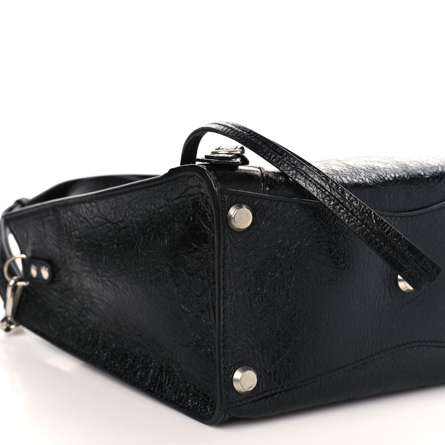 Agneau Arena Neo Classic Silver Hardware Medium Upside Down Tote Black