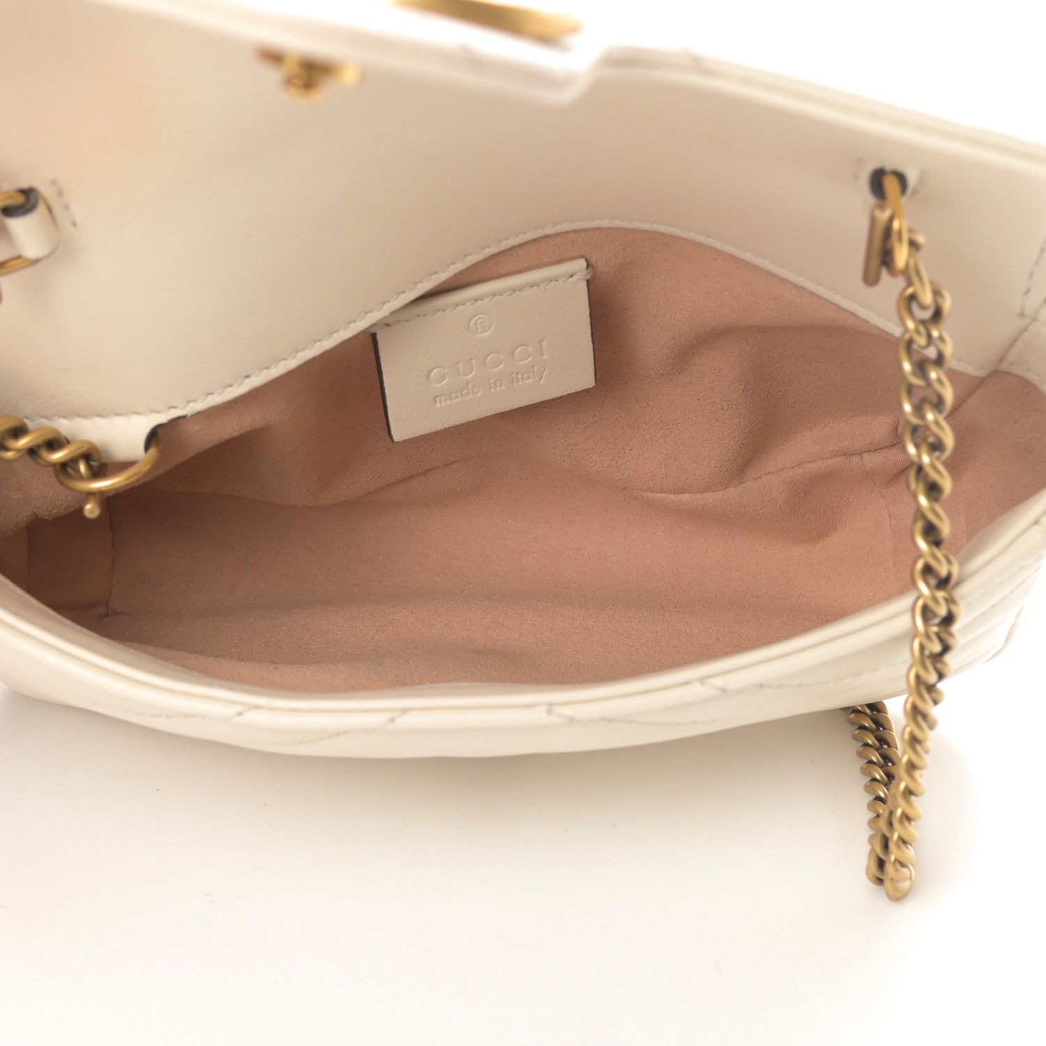 Gucci Calfskin Matelasse Super Mini GG Marmont Shoulder Bag White 5 of 11