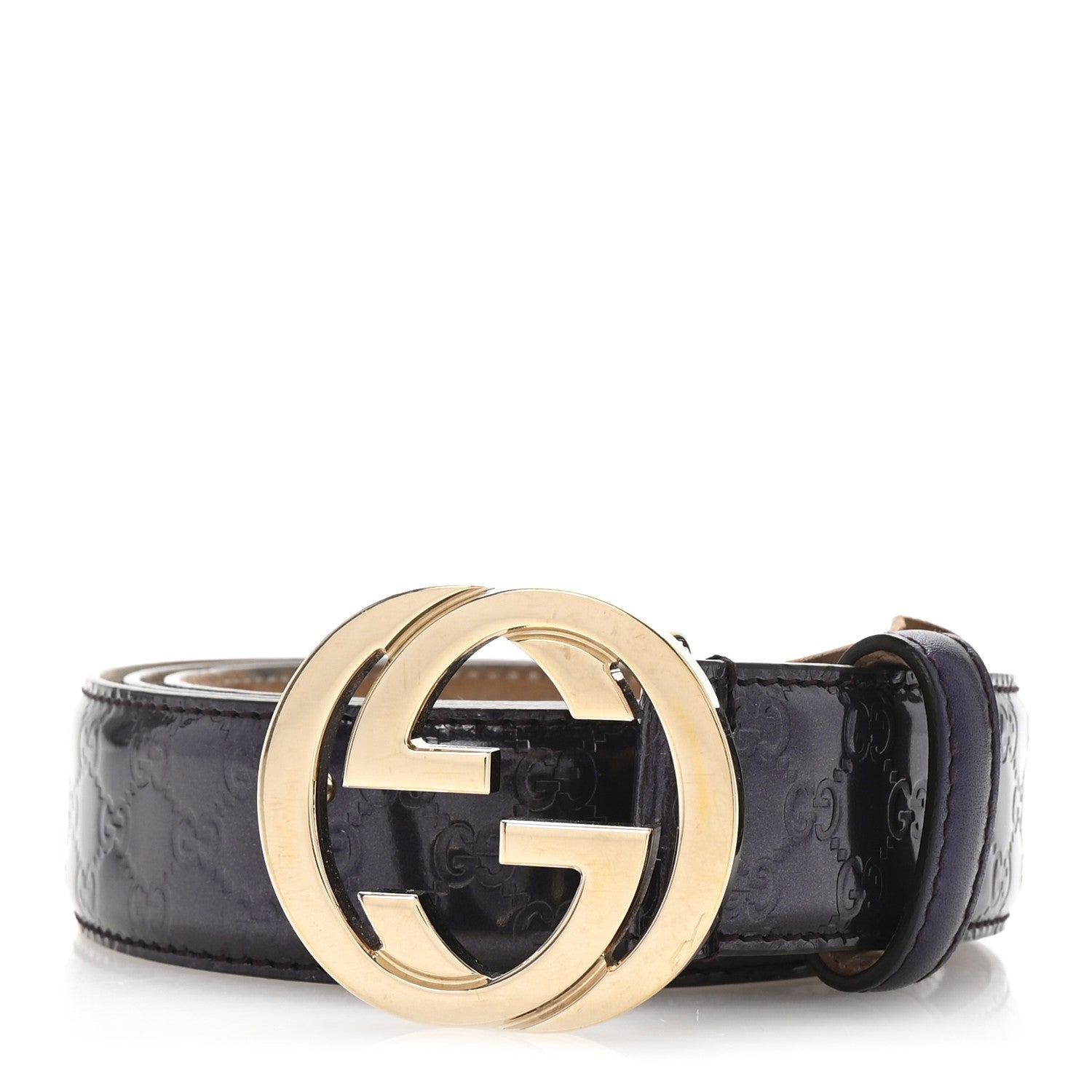 Gucci Metallic Guccissima Interlocking G Belt 95 38 Purple 1 of 5