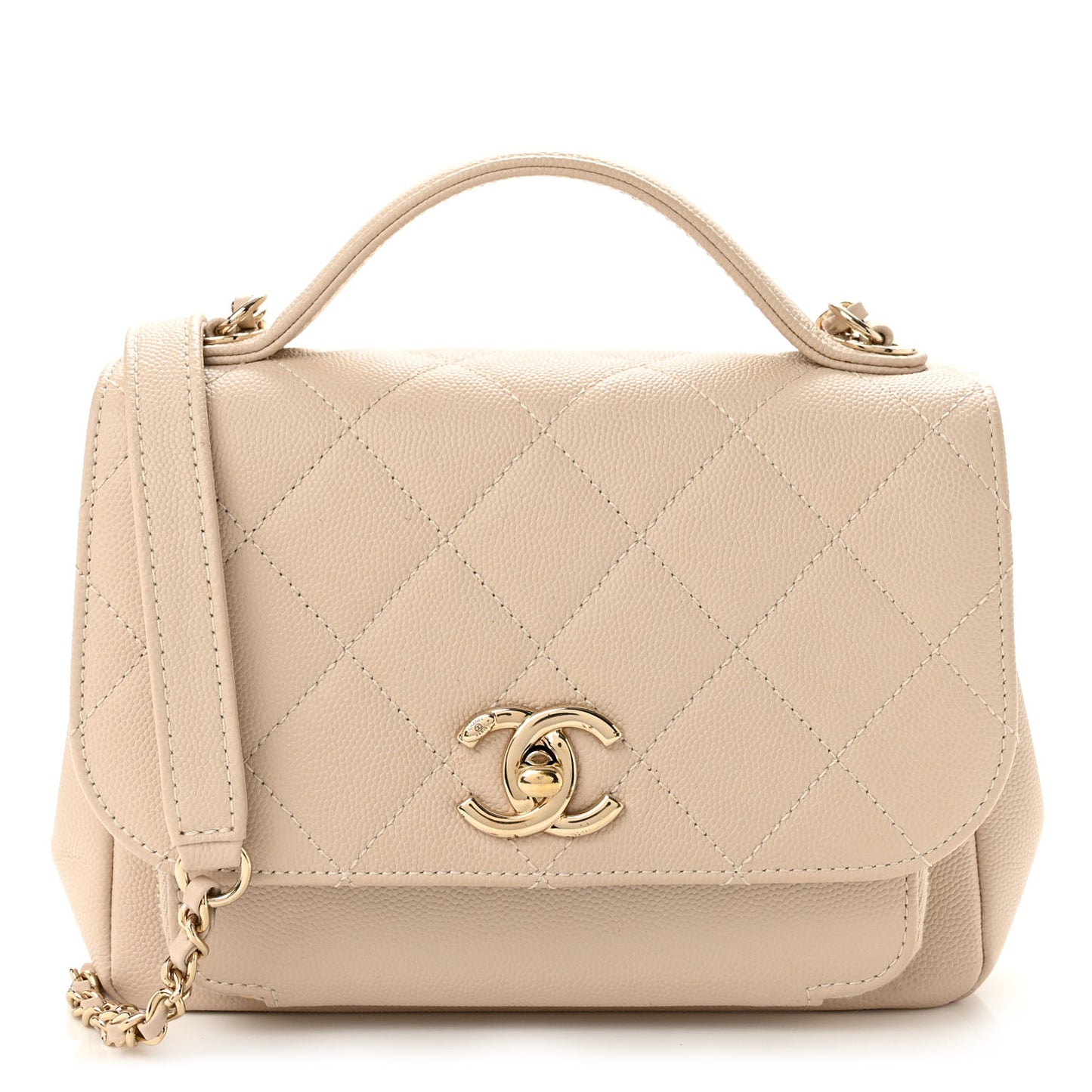 Caviar Quilted Small Business Affinity Flap Beige