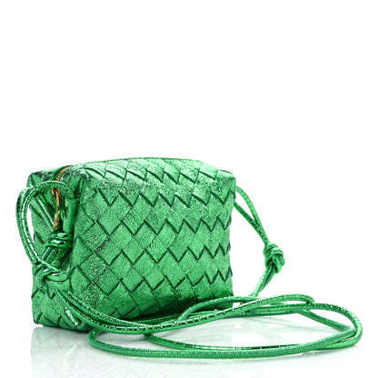 Bottega Veneta Metallic Calfskin Intrecciato Mini Loop Camera Bag Green 3 of 8