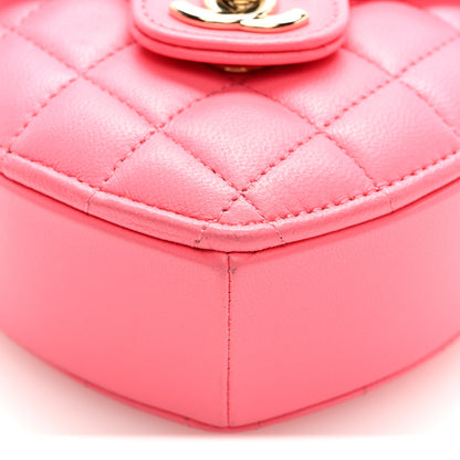 Chanel Lambskin Quilted CC In Love Heart Clutch With Chain Pink 9 of 10
