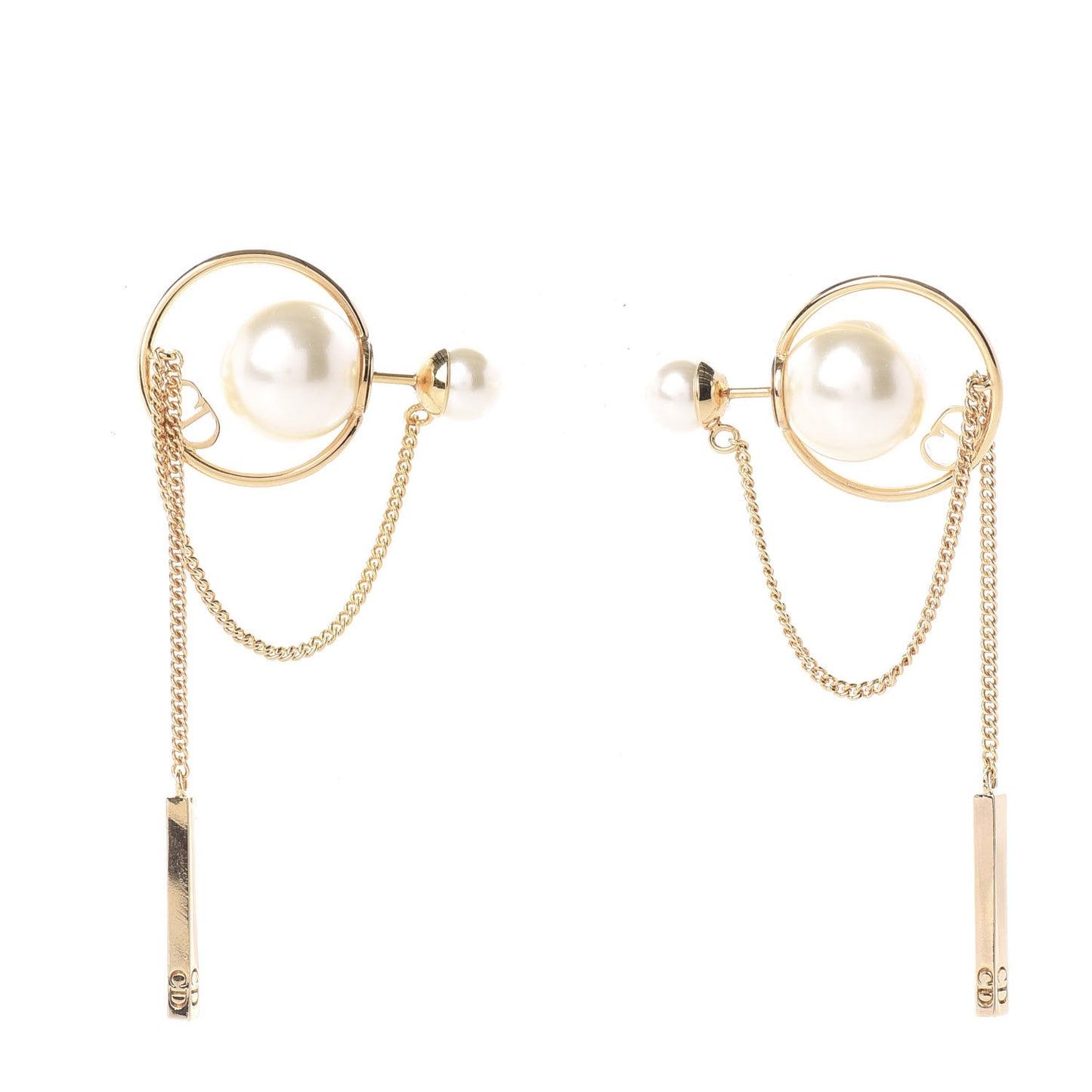 Pearl Tribales Dangle Chain Earrings Gold