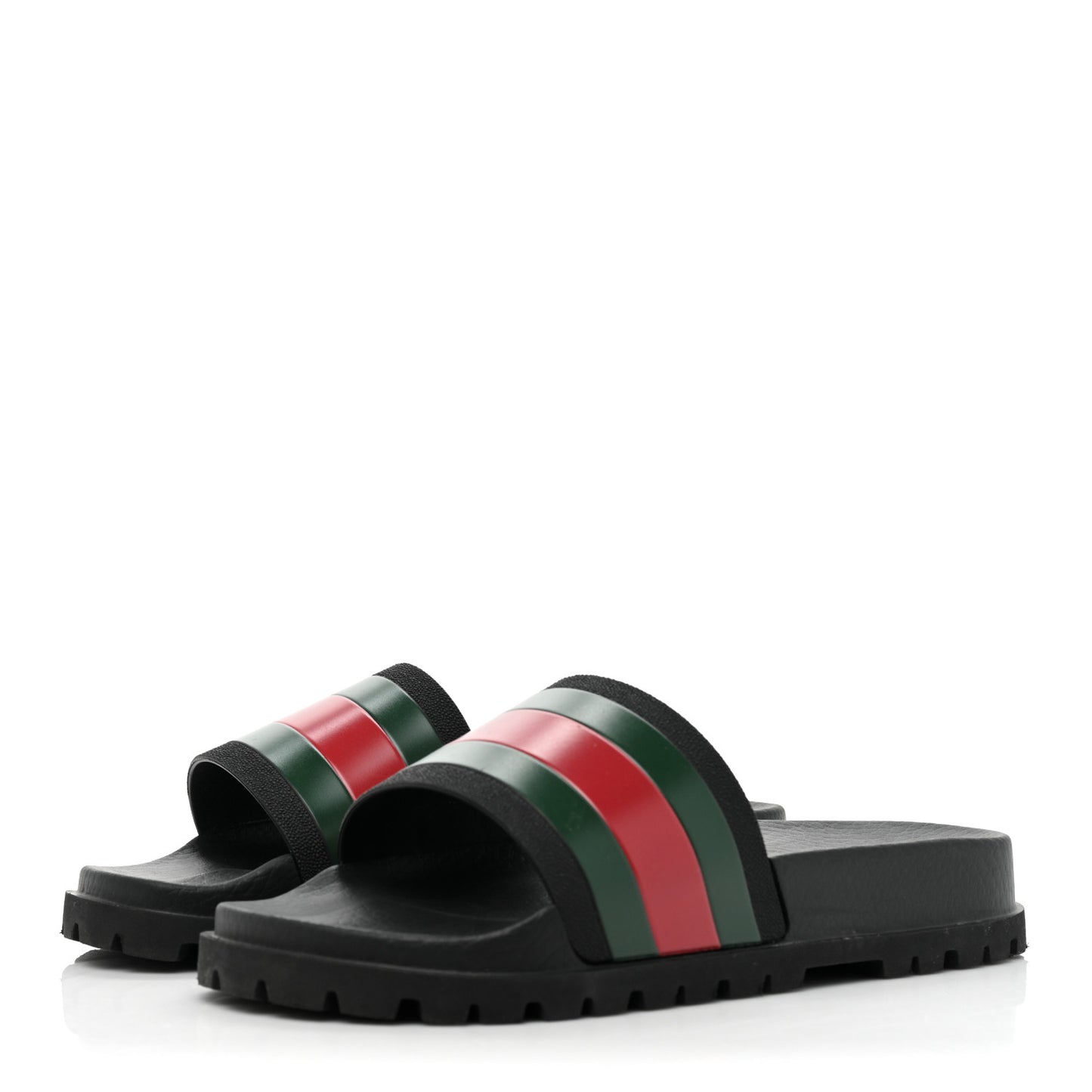 Rubber Web Mens Lug Sole Slide Sandals 6 Black Green Red