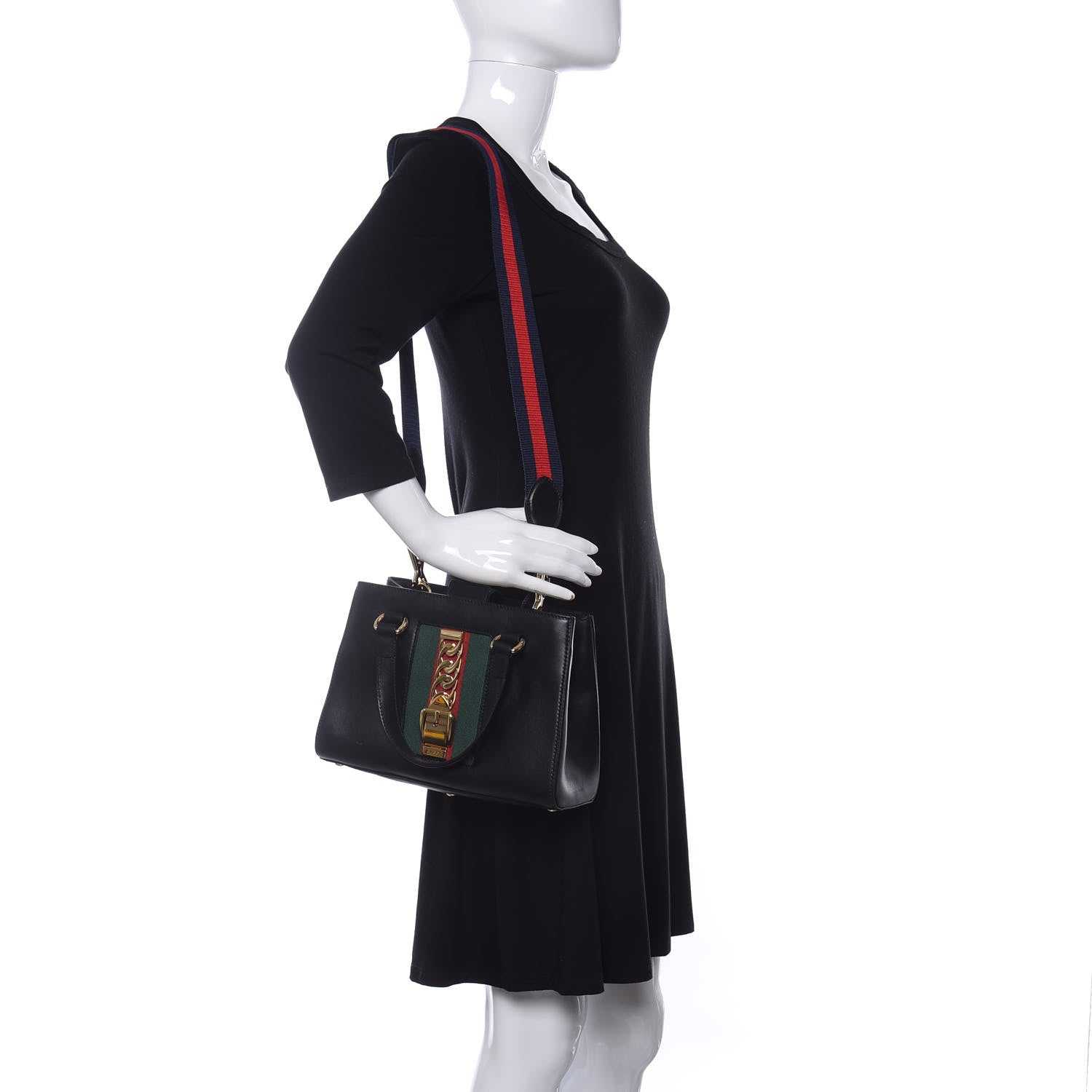 Gucci Calfskin Medium Sylvie Top Handle Tote Black 2 of 9