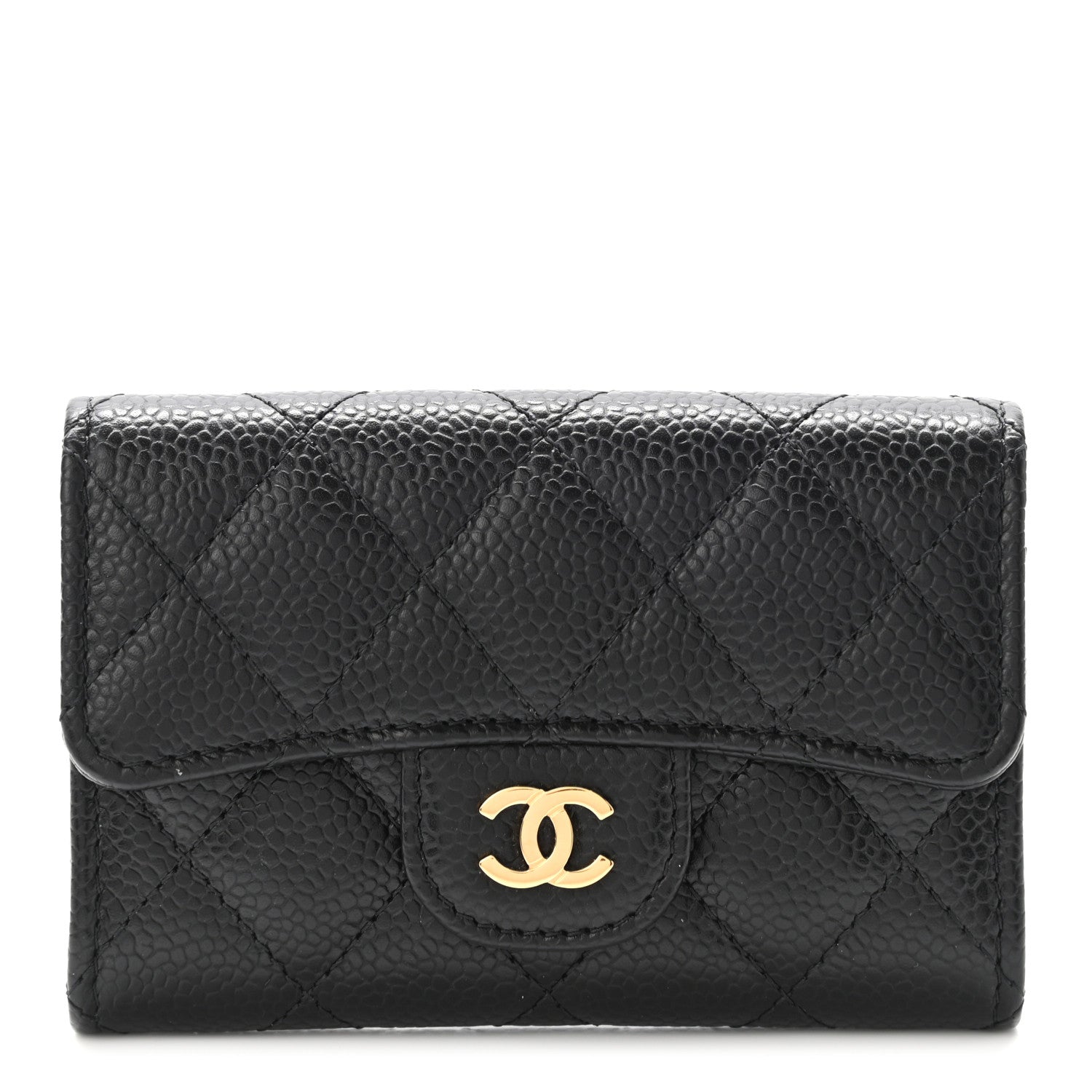 Chanel Caviar Quilted Flap Card Holder Wallet Black 1 of 7