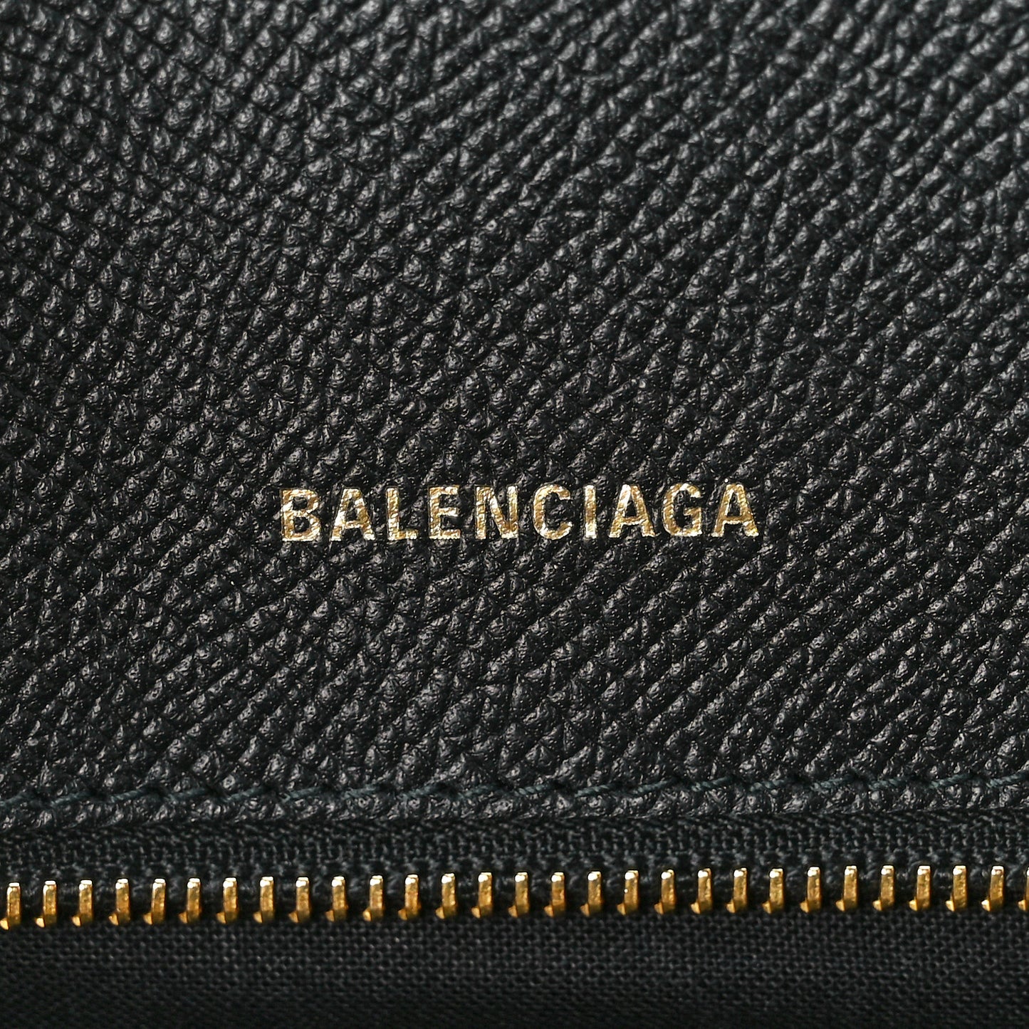 Signature Grained Calfskin Logo S Ville Top Handle Bag Black