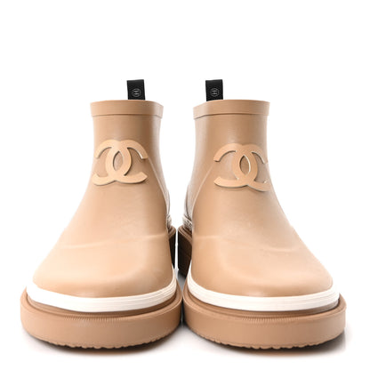 Chanel Rubber CC Short Rain Boots 39 Beige 3 of 10