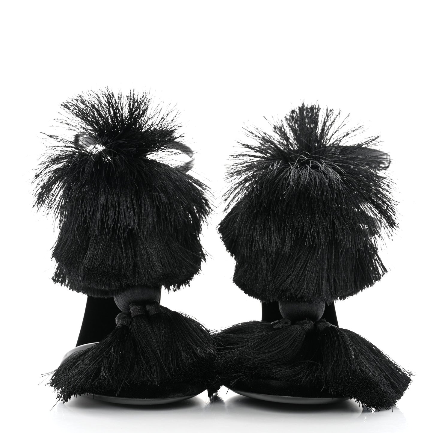Vernice Chiffon Tassel Embellished Pierre Pon Pon 110 Sandals 37 Black