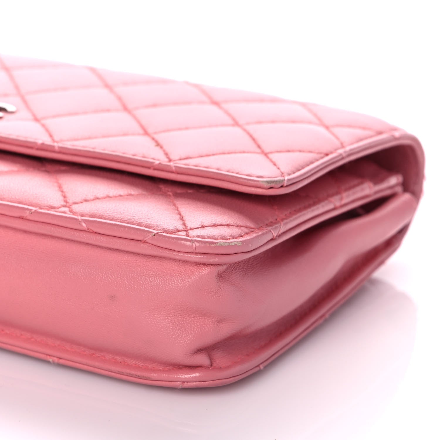 Chanel Lambskin Quilted Wallet on Chain WOC Pink 9 of 14