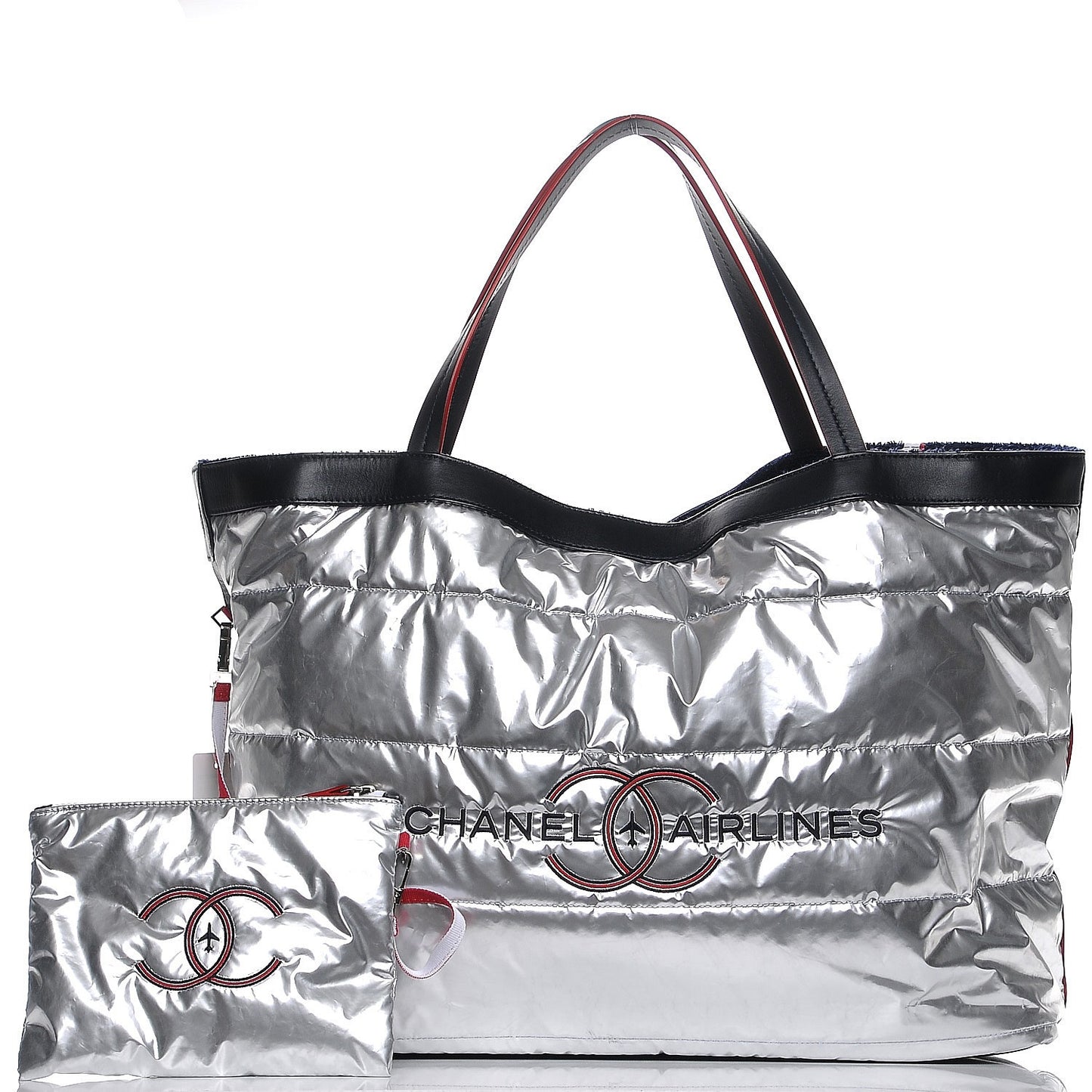 Reversible Airlines Tote Silver Navy
