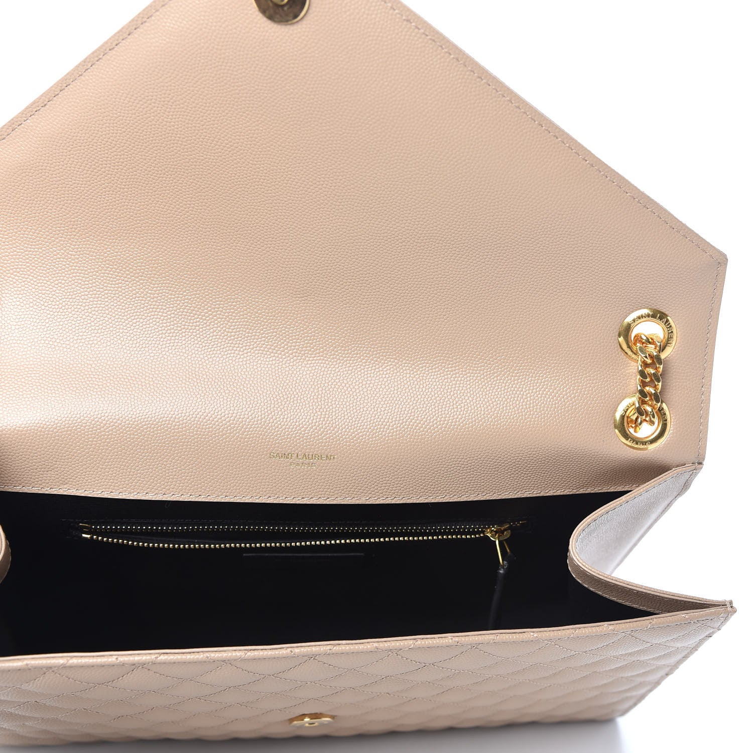 Saint Laurent Grain De Poudre Mixed Matelasse Large Triquilt Monogram Satchel Dark Beige 5 of 8