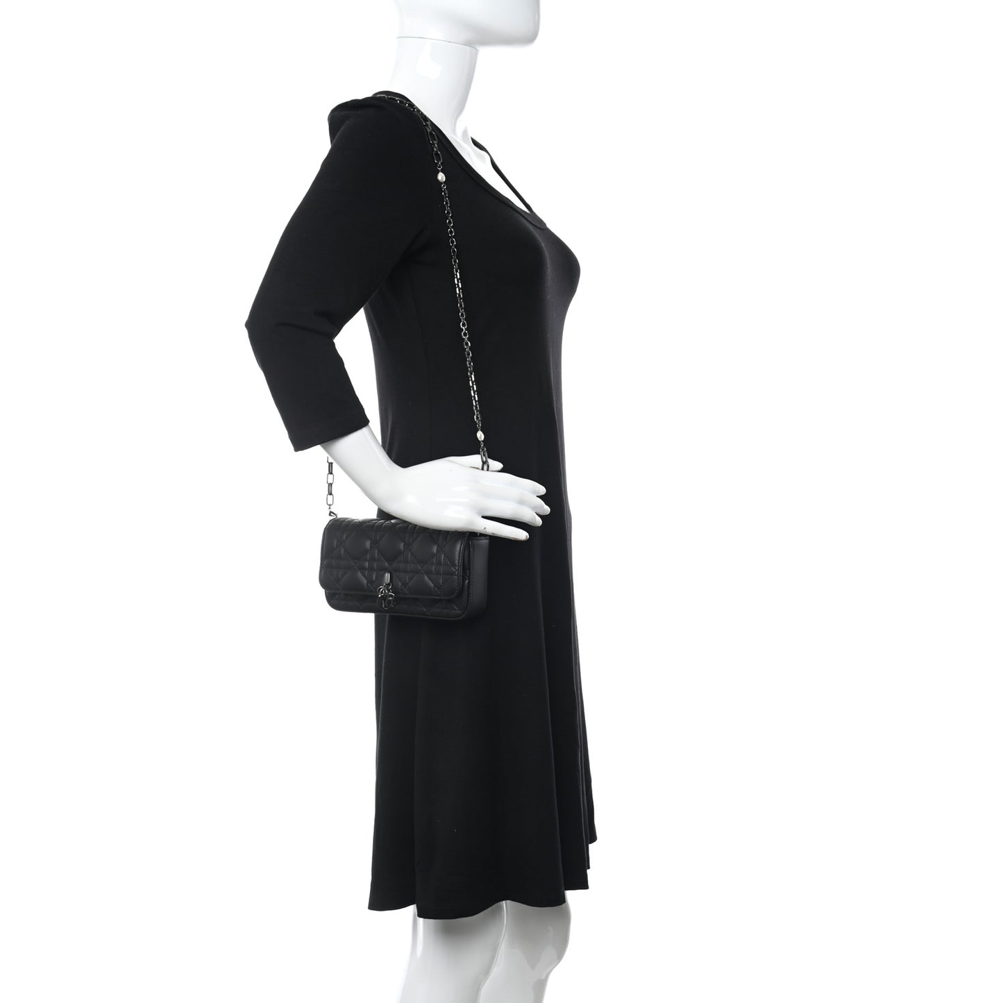Lambskin Cannage Dior Talk Phone Pouch Black