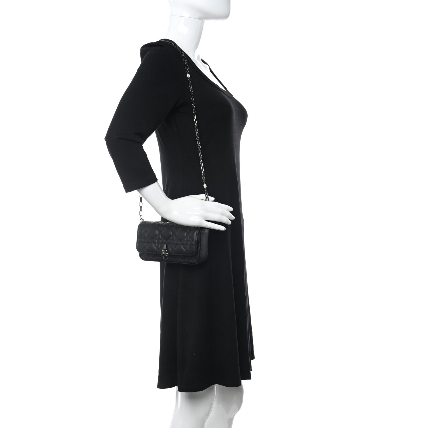 Christian Dior Lambskin Cannage Dior Talk Phone Pouch Black 2 of 10
