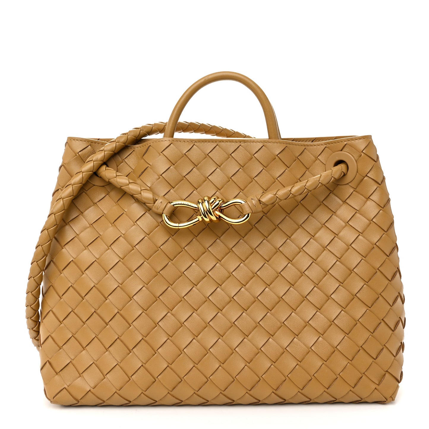 Nappa Intrecciato Medium Andiamo Shoulder Bag Dark Praline