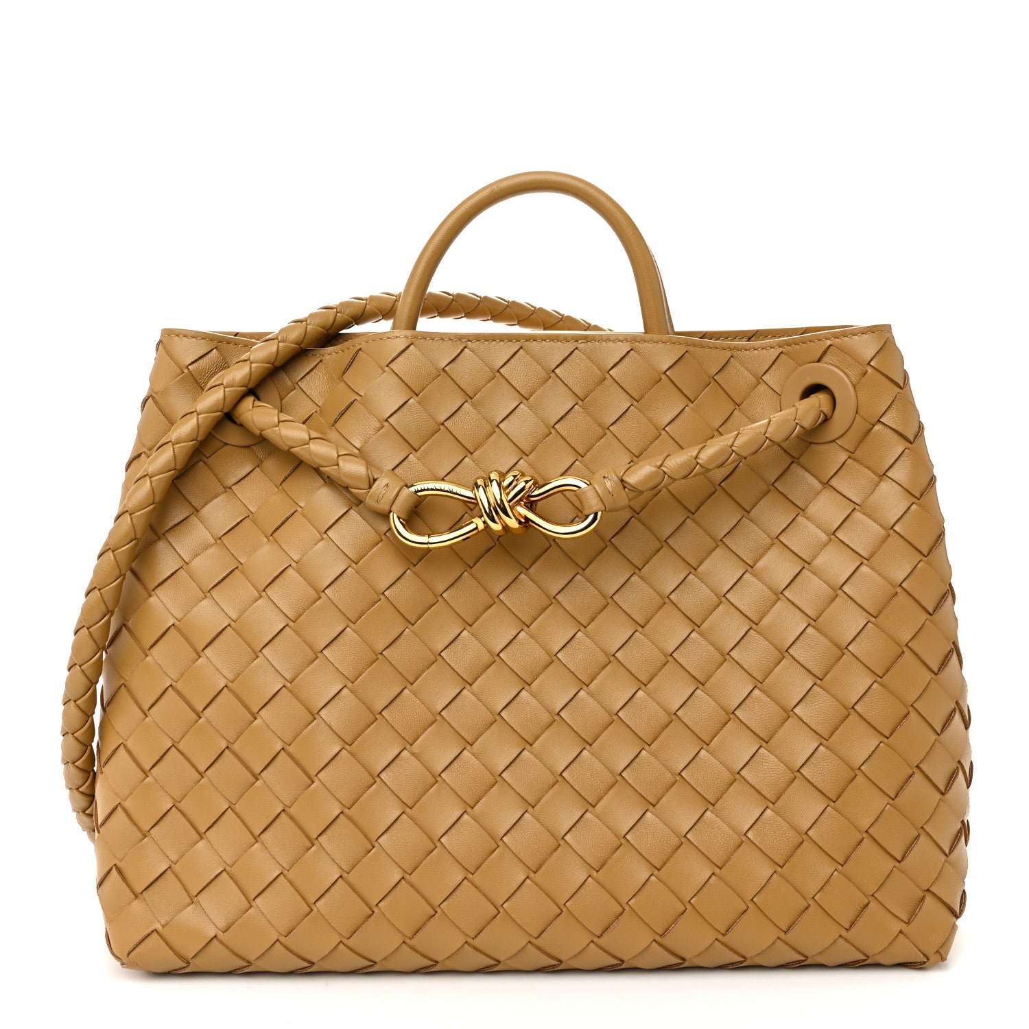 Bottega Veneta Nappa Intrecciato Medium Andiamo Shoulder Bag Dark Praline 1 of 9