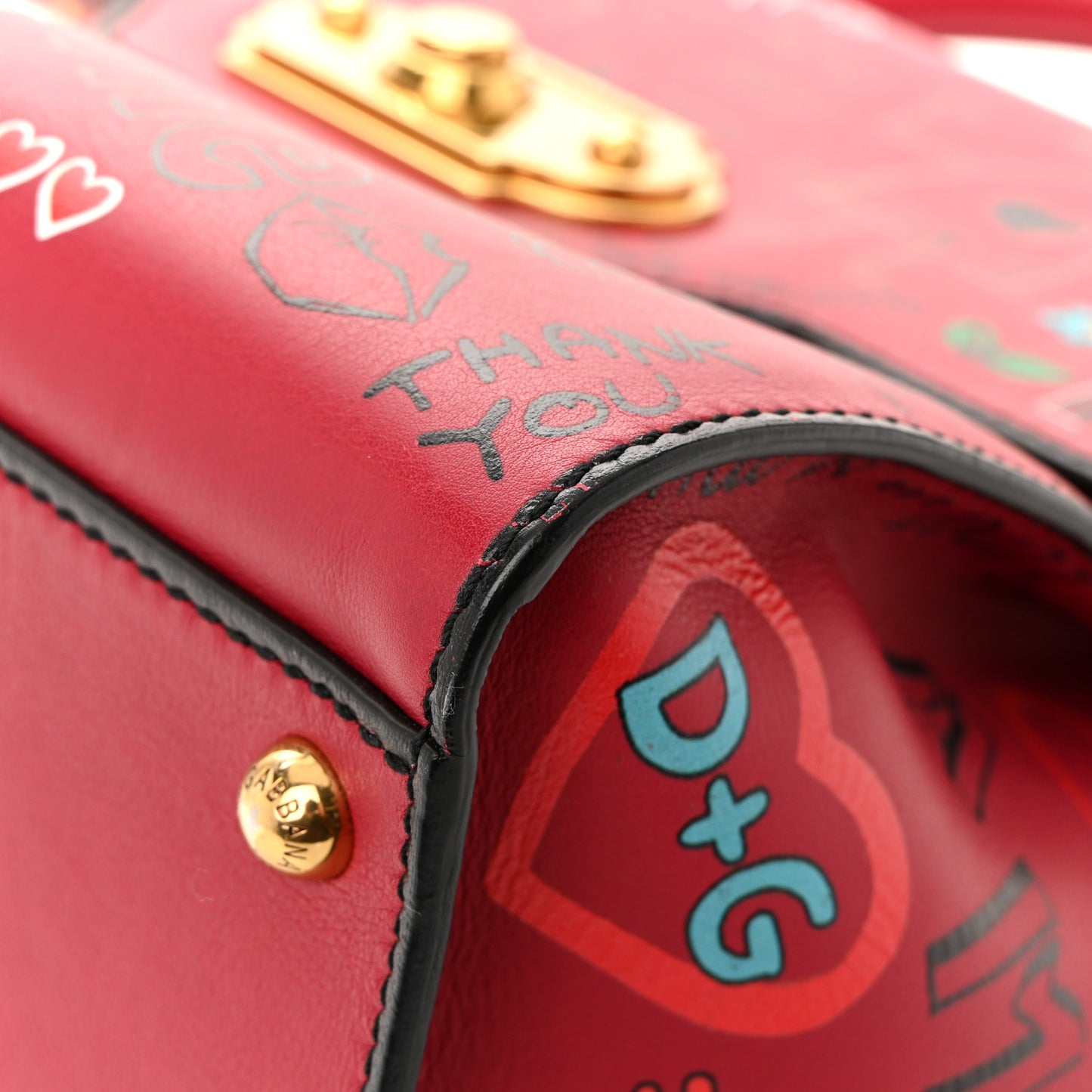 Calfskin Medium Graffiti Printed Welcome Satchel Rosso Multicolor