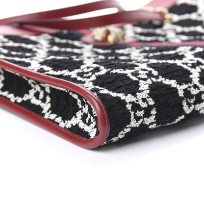 Gucci Tweed GG Monogram Large Rajah Chain Tote Romantic Cherry Black White 7 of 8