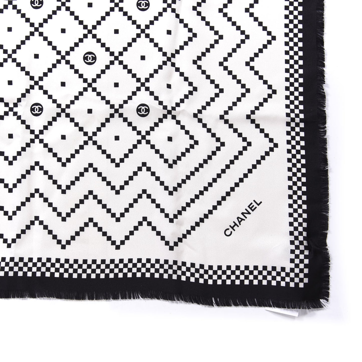 Silk Scarf White Black