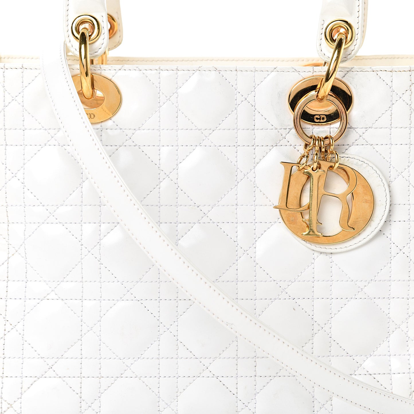 Patent Cannage Medium Lady Dior White