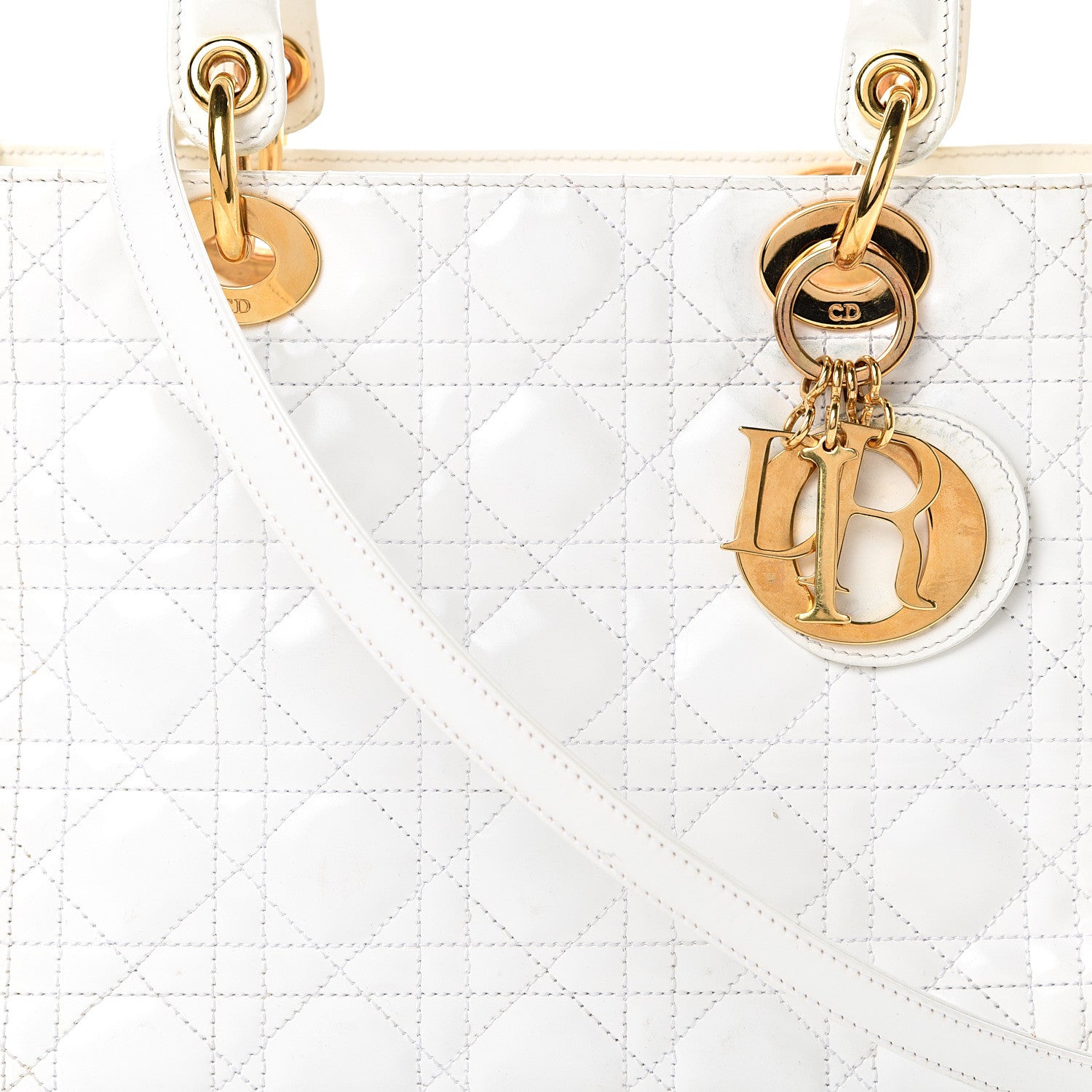 Christian Dior Patent Cannage Medium Lady Dior White 7 of 18