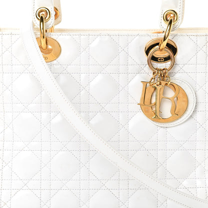 Christian Dior Patent Cannage Medium Lady Dior White 7 of 18