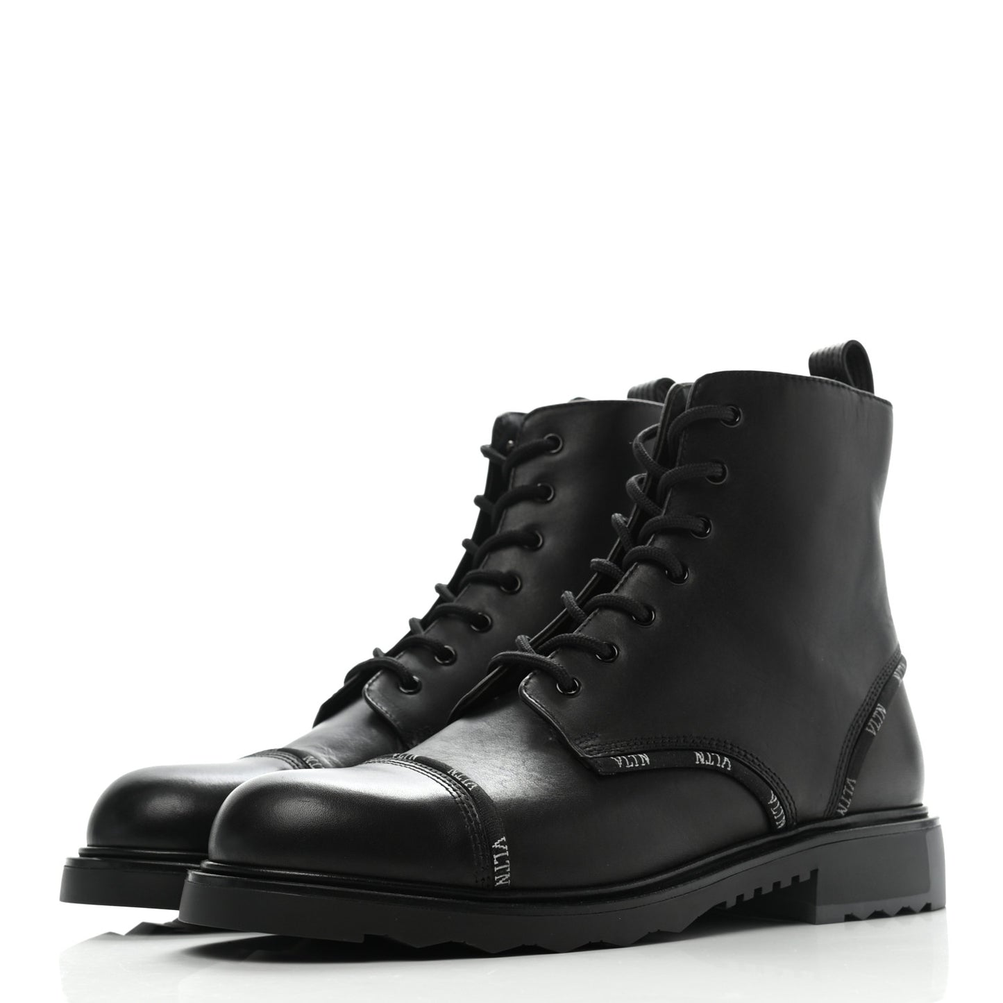 Calfskin Mens VLTN-Trim Combat Boots 44 Black