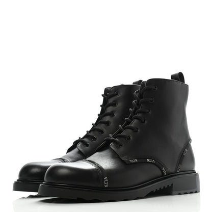 Valentino Garavani Calfskin Mens VLTN-Trim Combat Boots 44 Black 3 of 6