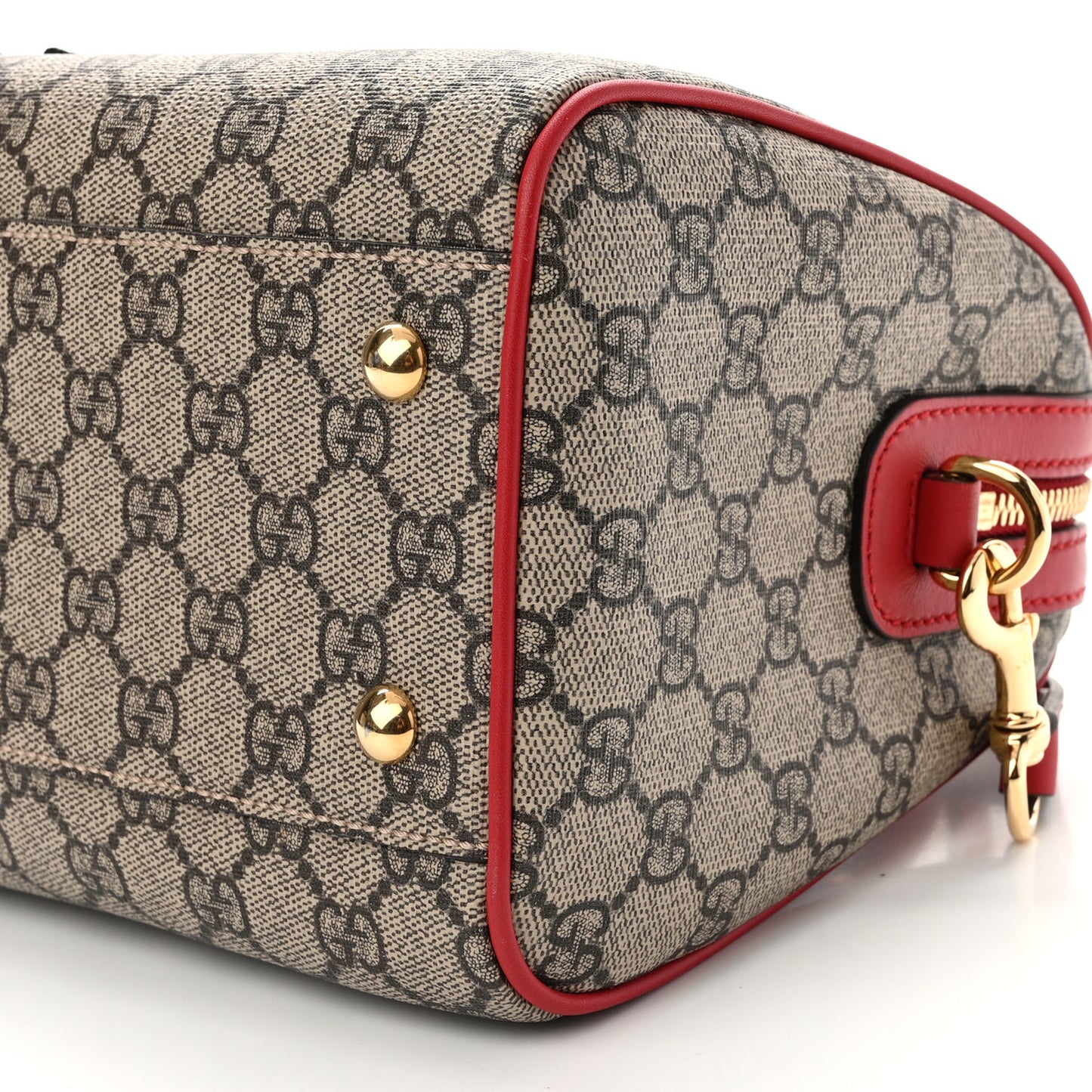 GG Supreme Monogram Kingsnake Heart Embroidered Small Boston Red