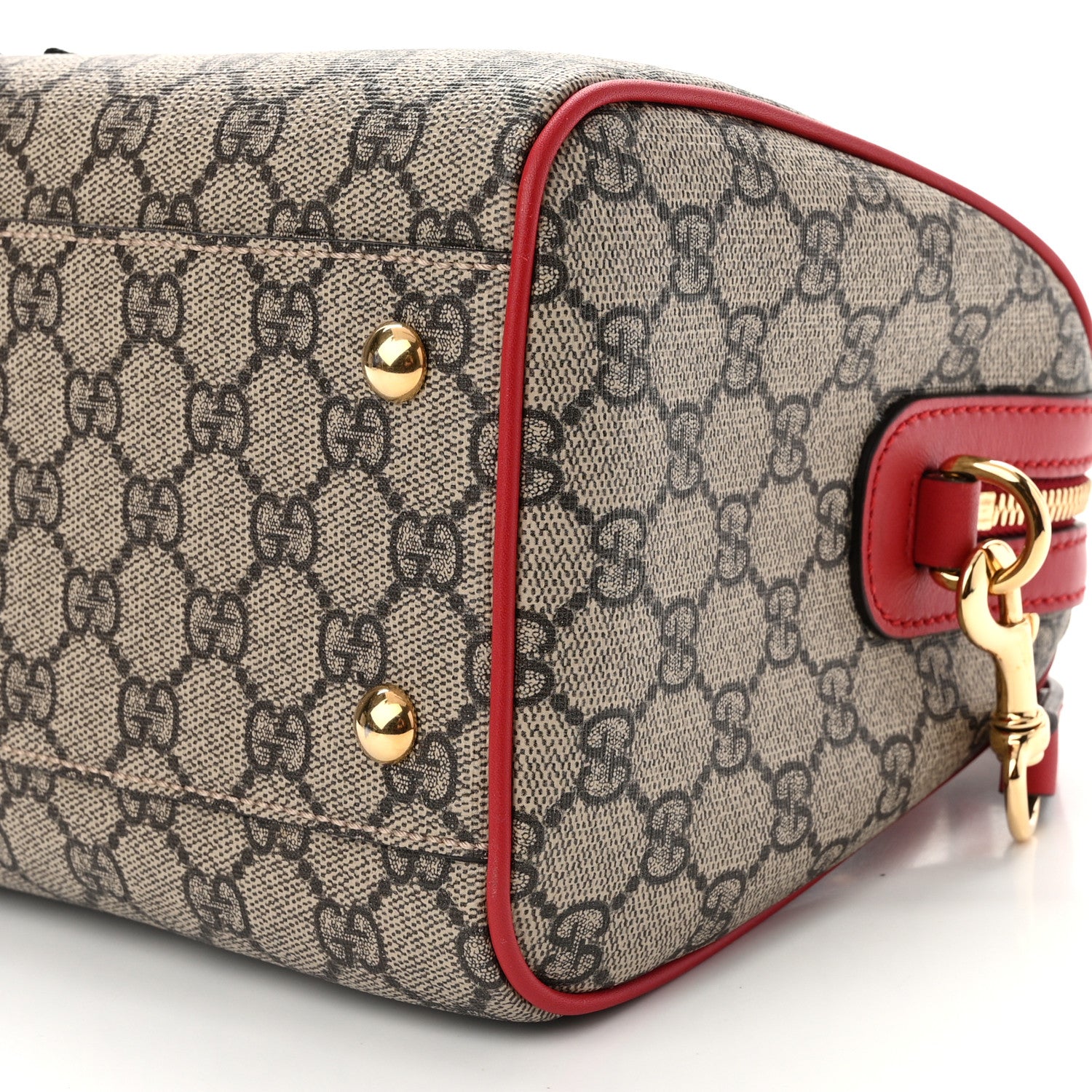 Gucci GG Supreme Monogram Kingsnake Heart Embroidered Small Boston Red 10 of 13