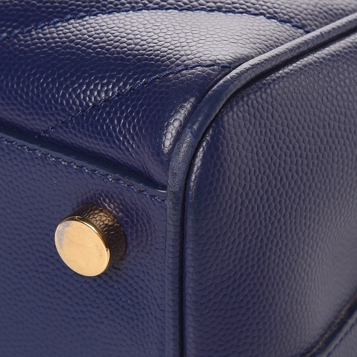 Saint Laurent Grain De Poudre Matelasse Chevron Monogram Shopping Bag Deep Marine 14 of 14