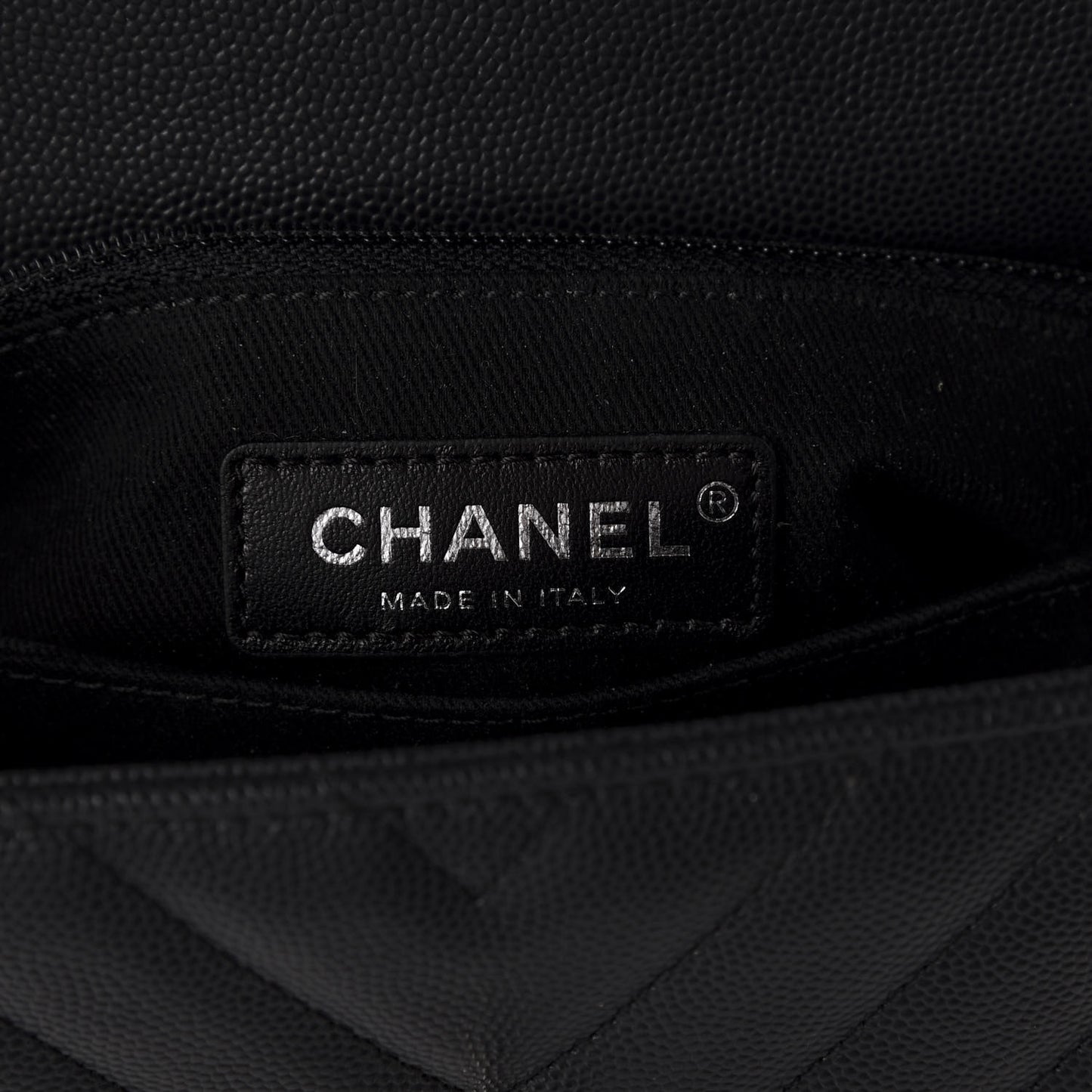 Caviar Chevron Quilted Mini Coco Handle Flap Dark Grey