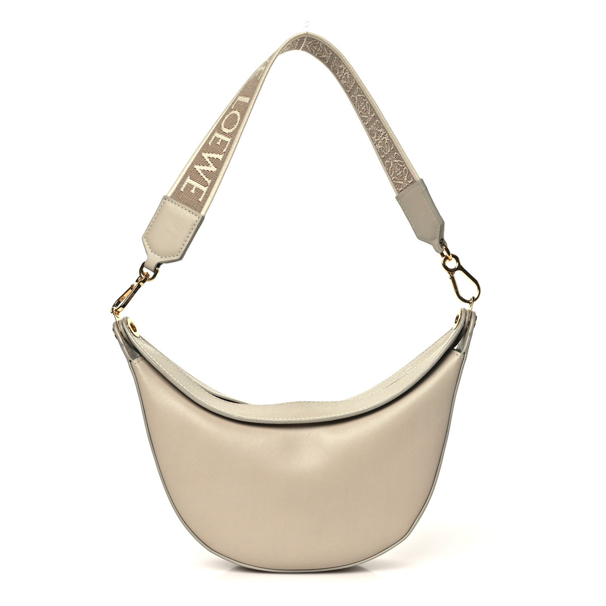 Satin Calfskin Jacquard Small Luna Bag Oat