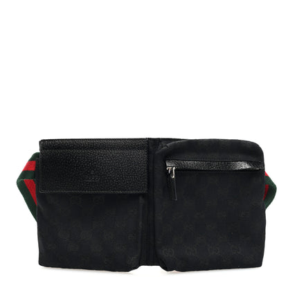 Gucci GG Monogram Web Double Pocket Belt Bag Black 1 of 10