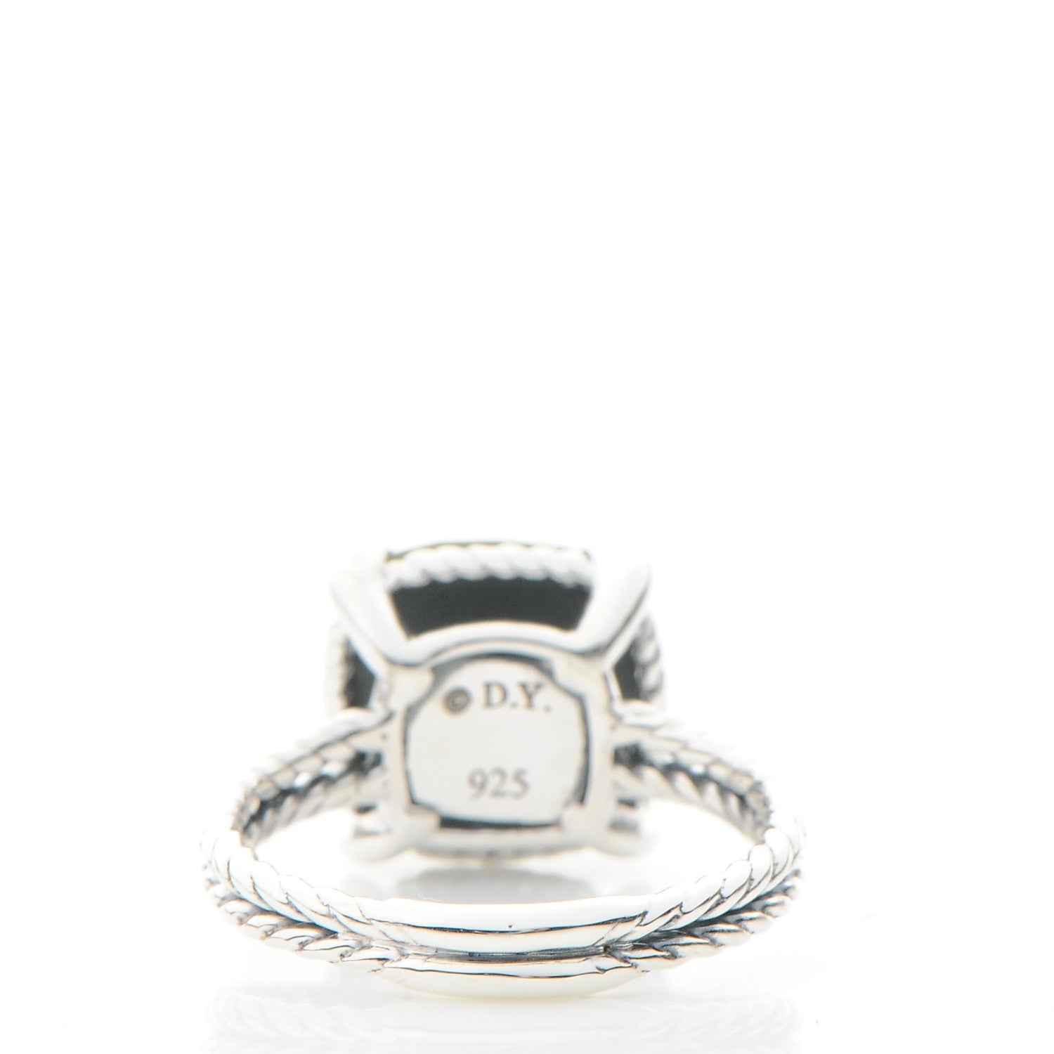 David Yurman Sterling Silver Diamond Green Orchid 11mm Chatelaine Ring 58 8.25 3 of 4