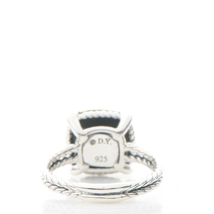 David Yurman Sterling Silver Diamond Green Orchid 11mm Chatelaine Ring 58 8.25 3 of 4