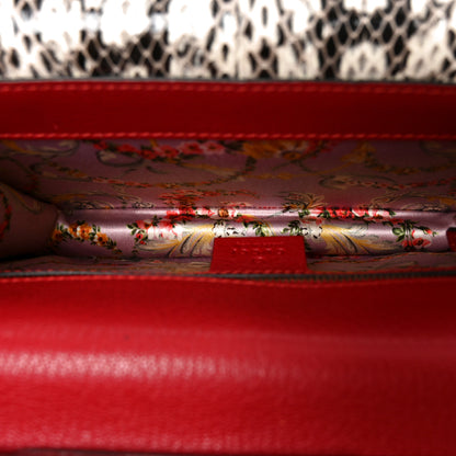 Gucci Calfskin Snakeskin Studded Small Ottilia Top Handle Bag Hibiscus Red 5 of 10