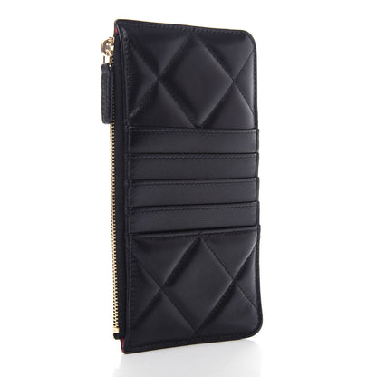 Chanel Goatskin Quilted 19 Flat Wallet Pouch Black 3 of 7