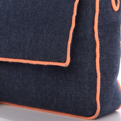 Fendi Denim Large Baguette Blue Arancio Fluo 14 of 15