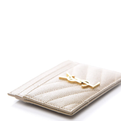 Saint Laurent Grain De Poudre Matelasse Chevron Monogram Credit Card Case Cork 6 of 7