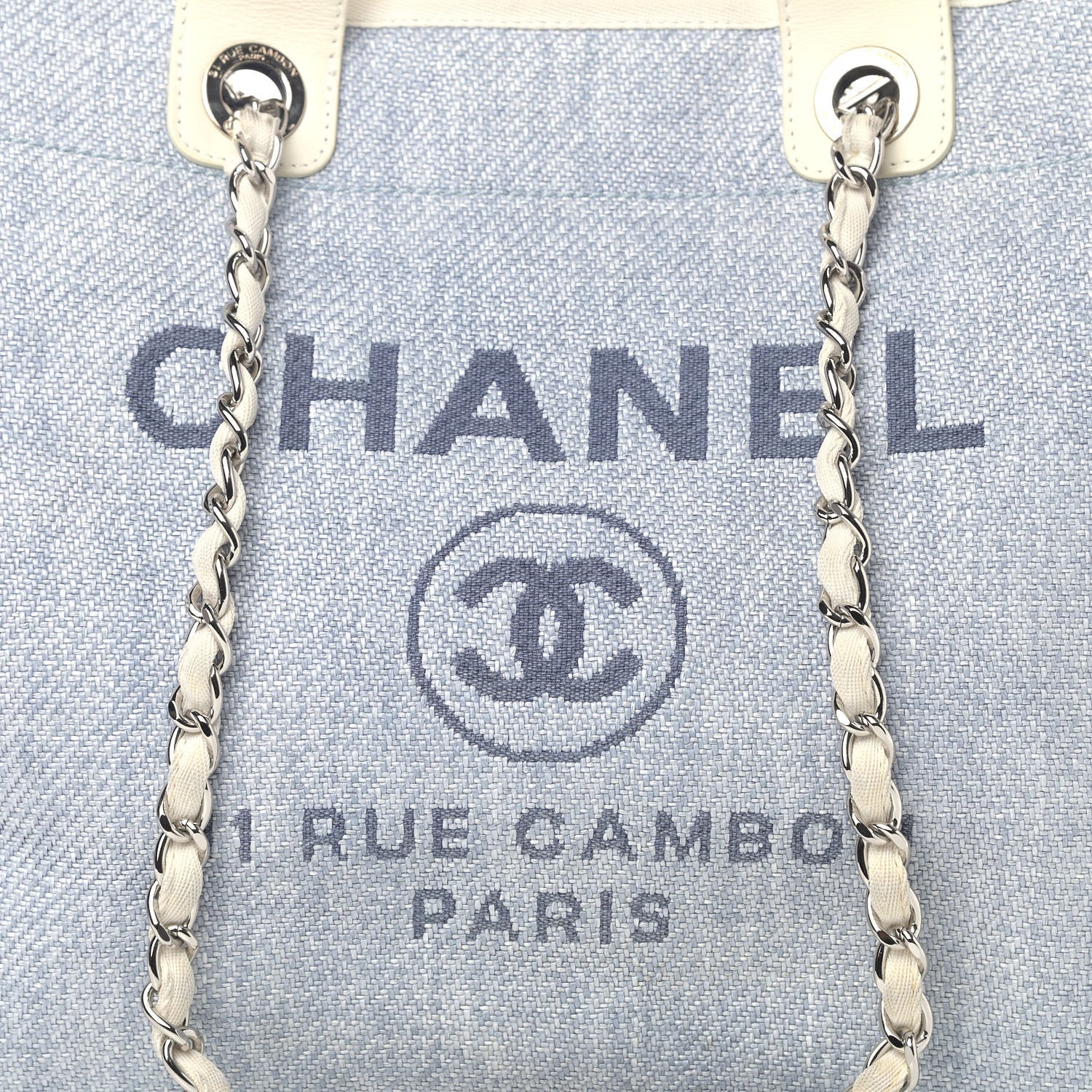 Chanel Canvas Large Deauville Tote Denim Blue 7 of 12