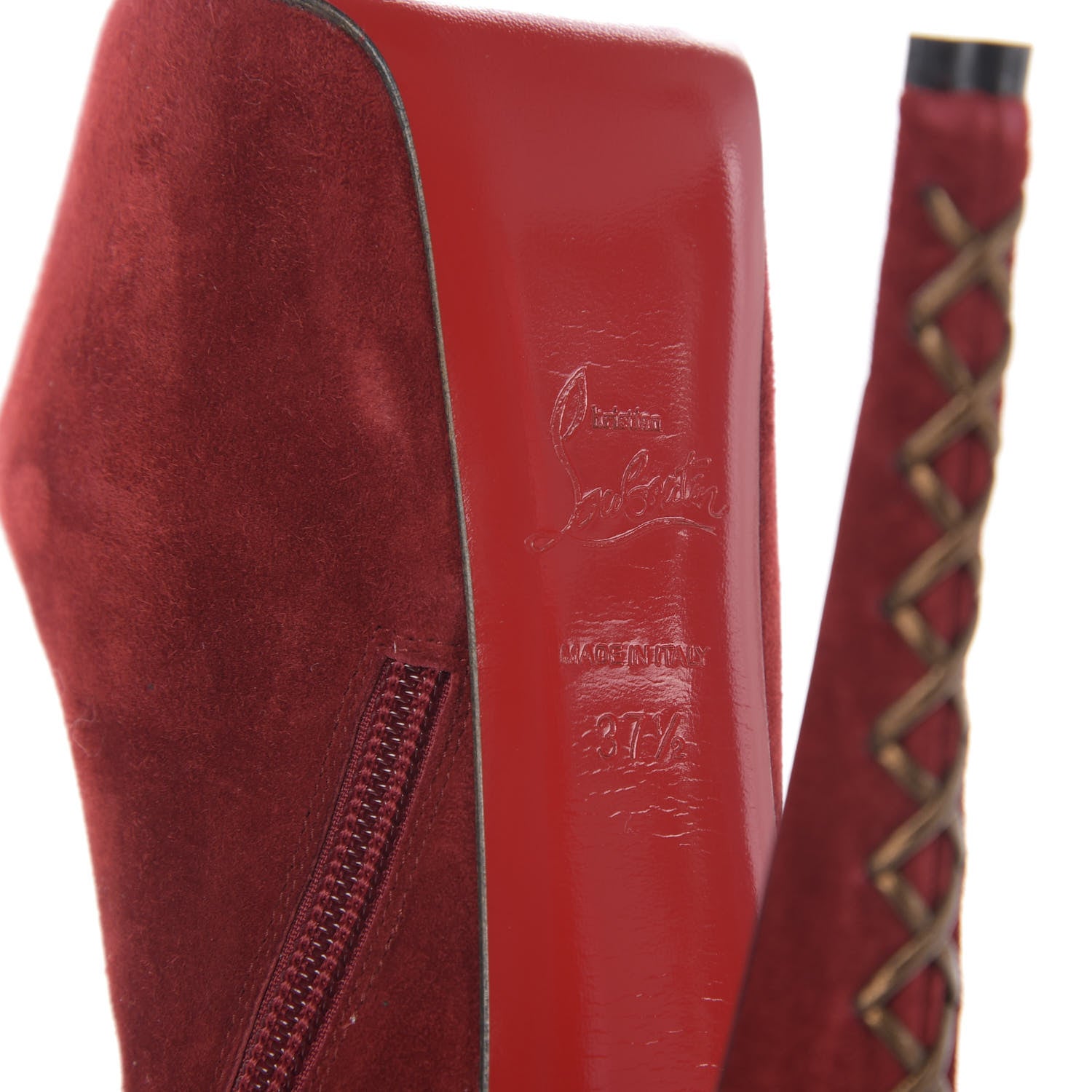 Christian Louboutin Veau Velours Recouzetta 160 Booties 37.5 Oeillet 7 of 7