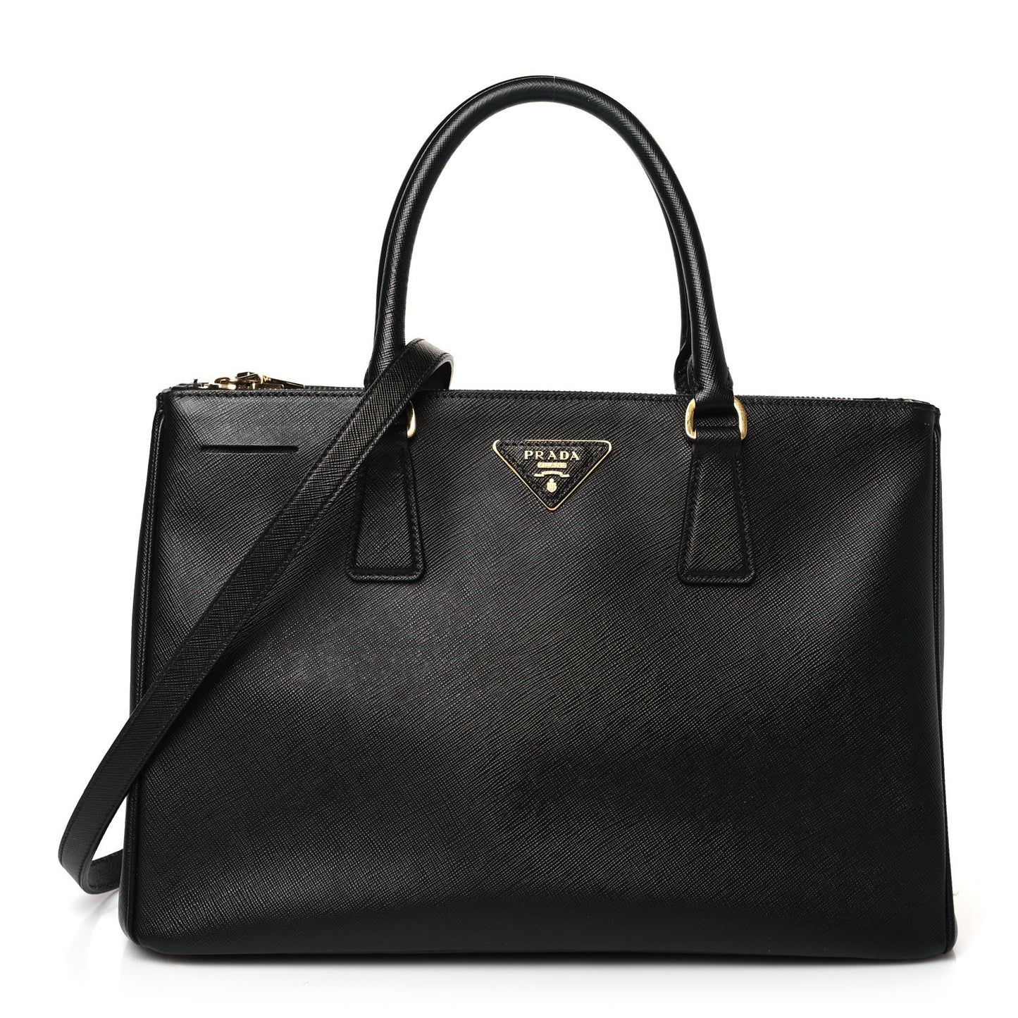 Saffiano Medium Galleria Double Zip Tote Black