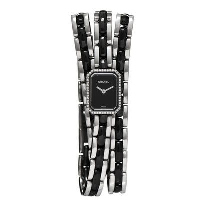 Chanel Stainless Steel Ceramic Diamond Bezel 16mm Premiere Triple Row Quartz Watch Black 1 of 5