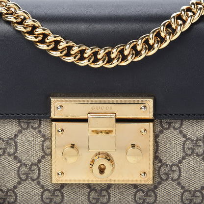 Gucci GG Supreme Monogram Calfskin Small Padlock Shoulder Bag Beige Black Cuir 10 of 10