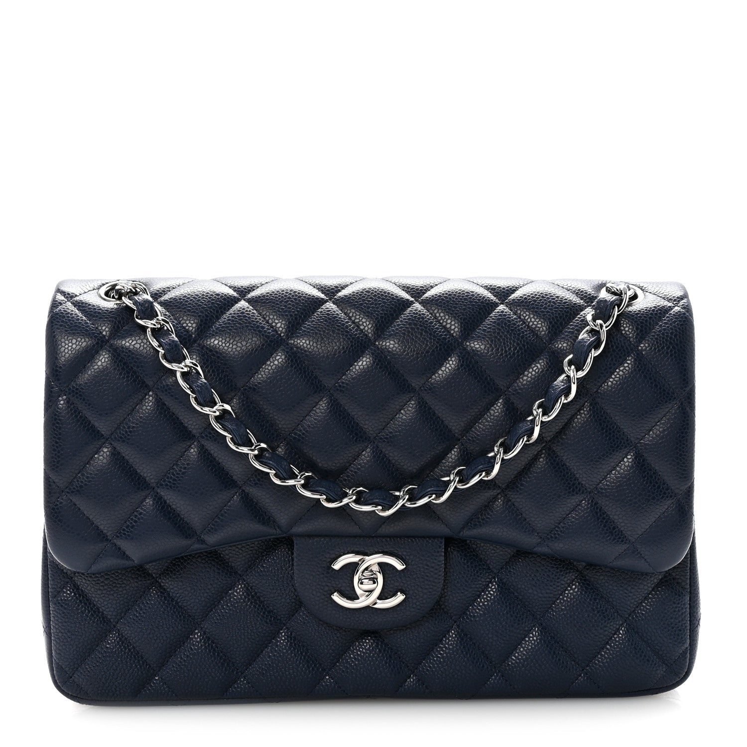 Chanel Caviar Quilted Jumbo Double Flap Navy Blue 1 of 11