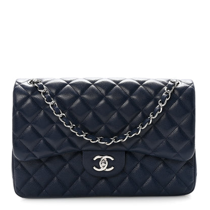 Chanel Caviar Quilted Jumbo Double Flap Navy Blue 1 of 11