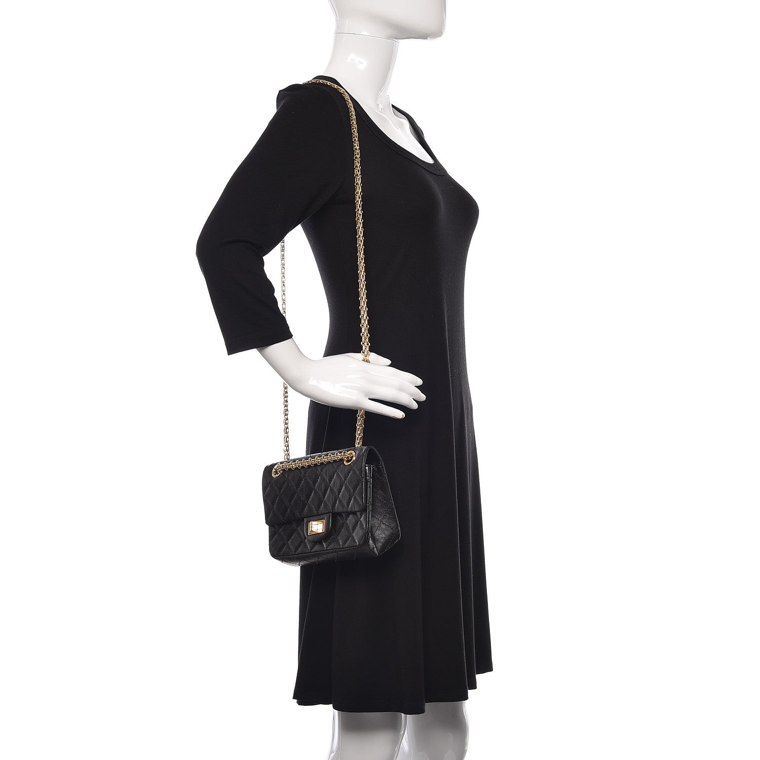 Chanel Aged Calfskin Quilted 2.55 Reissue Mini Flap Black 2 of 11