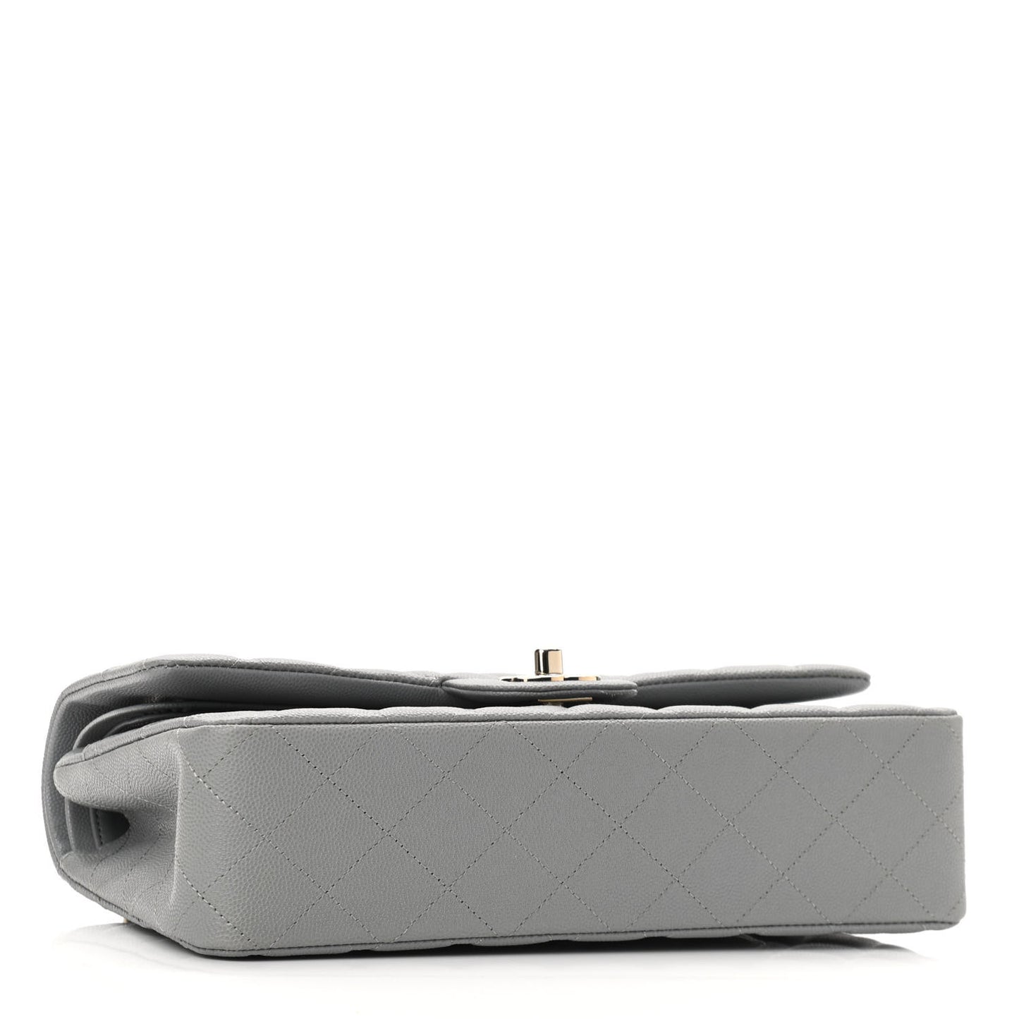 Caviar Quilted Medium Double Flap Grey