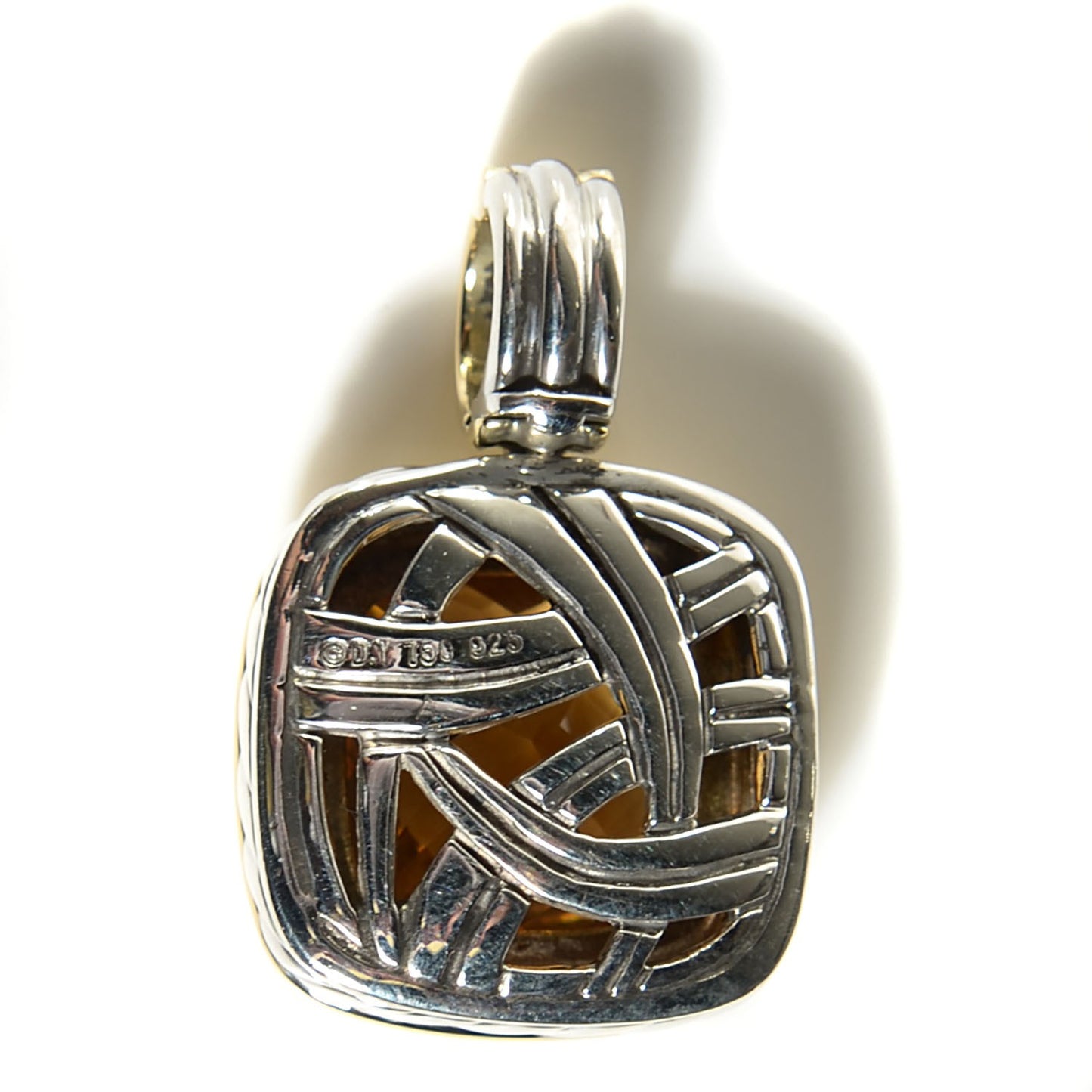 Sterling Silver 18K Yellow Gold Citrine 14mm Albion Enhancer Pendant